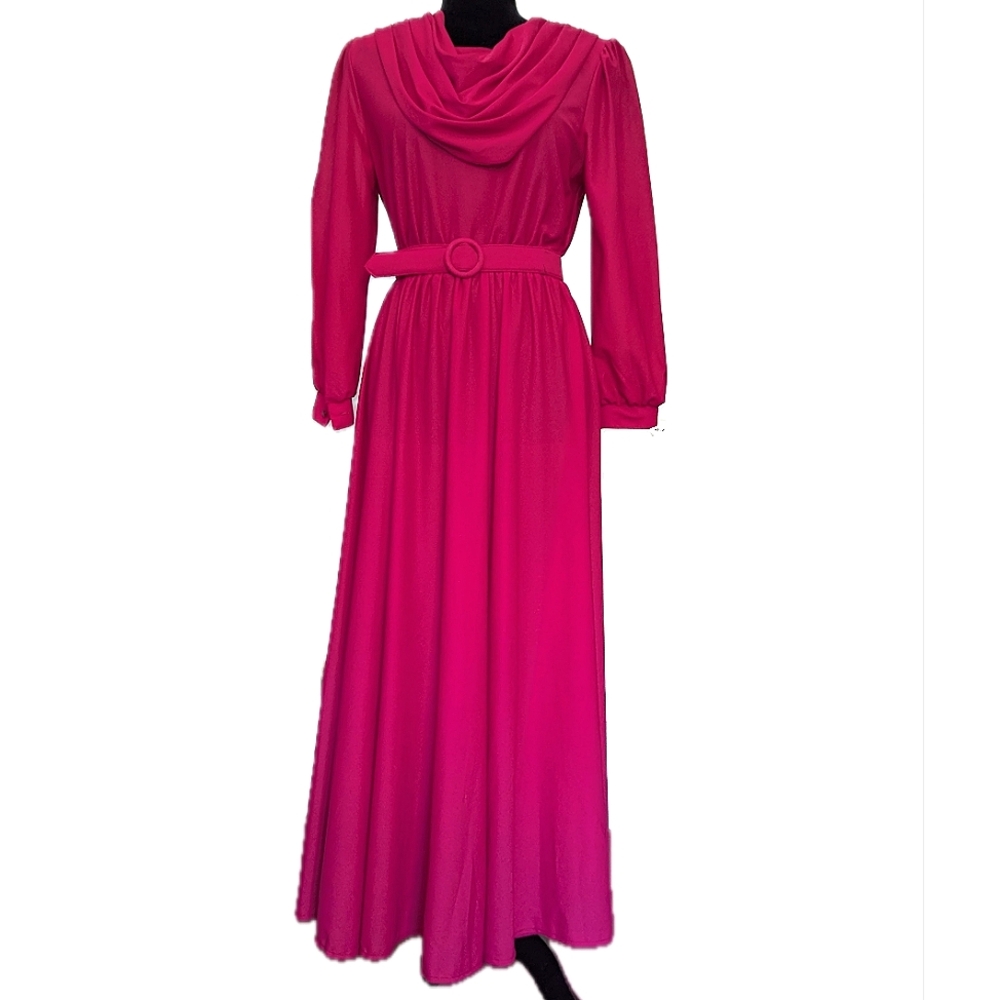 Vintage 80s Semi-Sheer Hot Pink Dress
